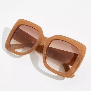 Sugar Oversized Square Sunglasses in Glitter Latte
